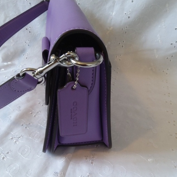 Coach Signature Morgan Lavender and Dark Brown Shoulder Bag - Picture 3 of 7